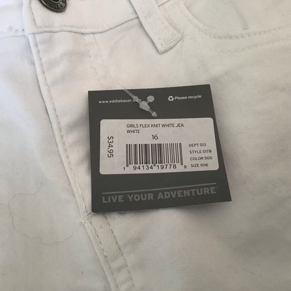 Eddie Bauer NWT girls size 16 flex knit white jeans. Skinny fit. - Picture 4 of 7